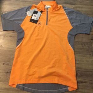 Orange Gray $85 adidas leaner fit as golf shirt S